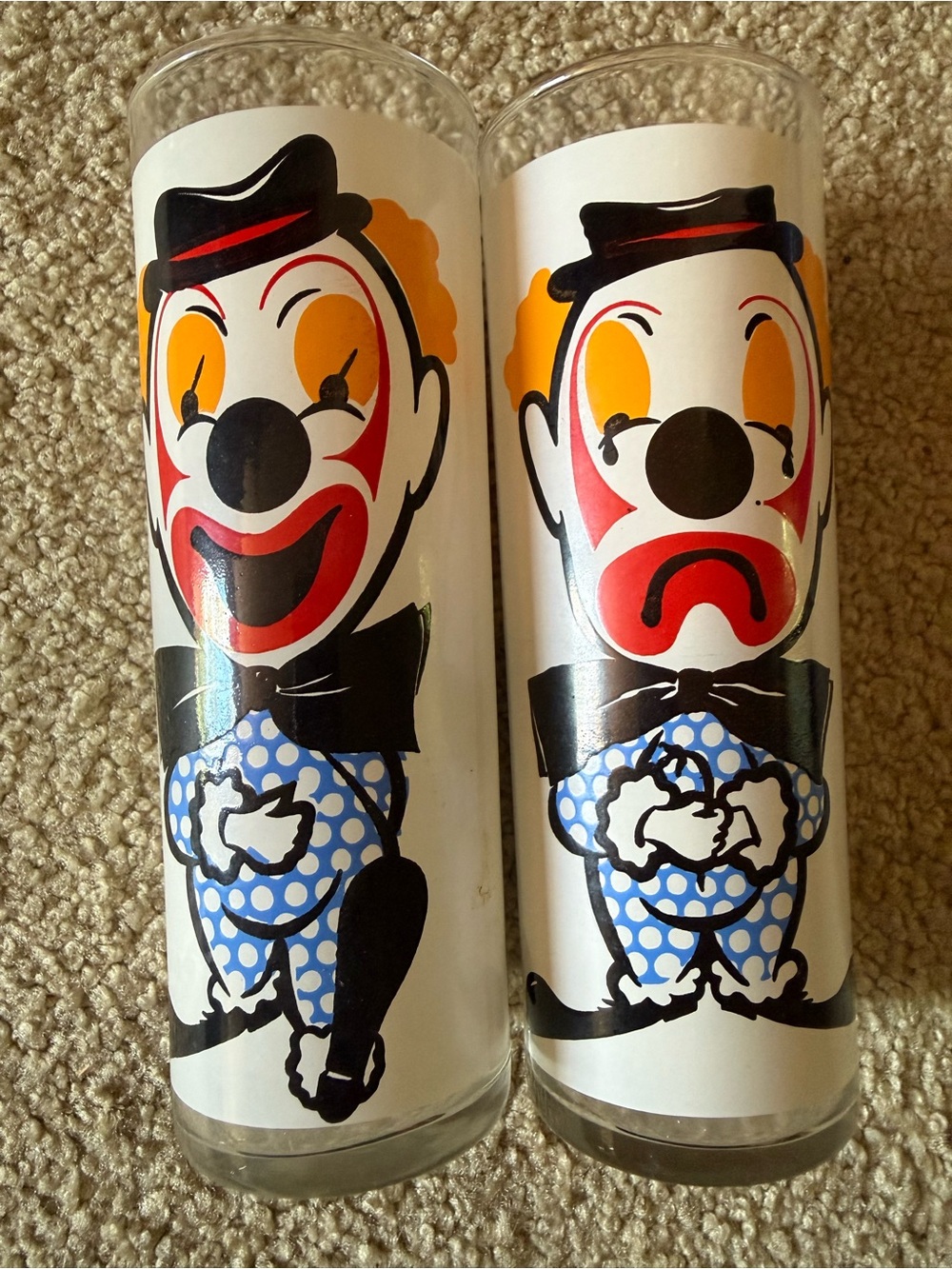 Vintage 1960’s Libbey Clown Highball Glasses by Tom Collins